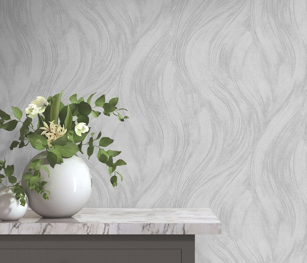 Erismann Piano Wave Grey/Silver Vinyl Wallpaper - 10456 - 31