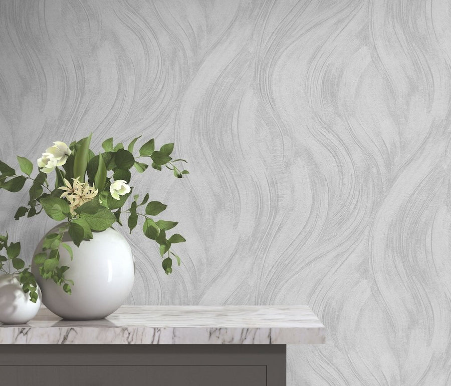Erismann Piano Wave Grey/Silver Vinyl Wallpaper - 10456 - 31