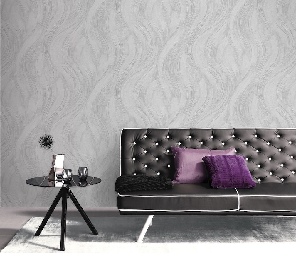 Erismann Piano Wave Grey/Silver Vinyl Wallpaper - 10456 - 31