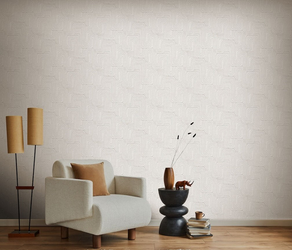 Erismann Rondo Curved Lines Beige Wallpaper - 10461 - 02