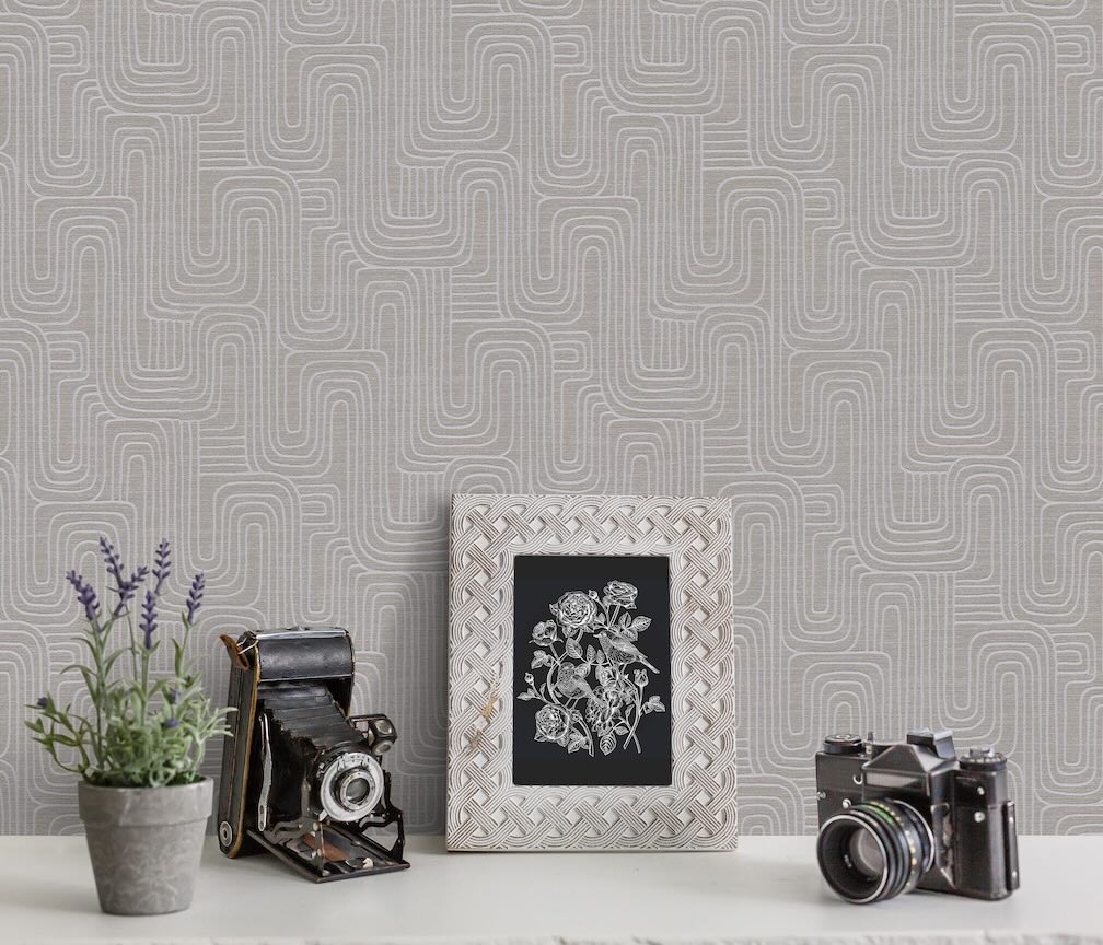 Erismann Rondo Curved Lines Brown Wallpaper - 10461 - 11