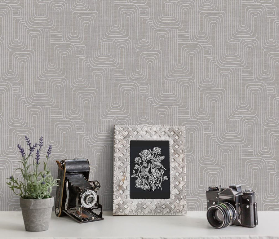 Erismann Rondo Curved Lines Brown Wallpaper - 10461 - 11