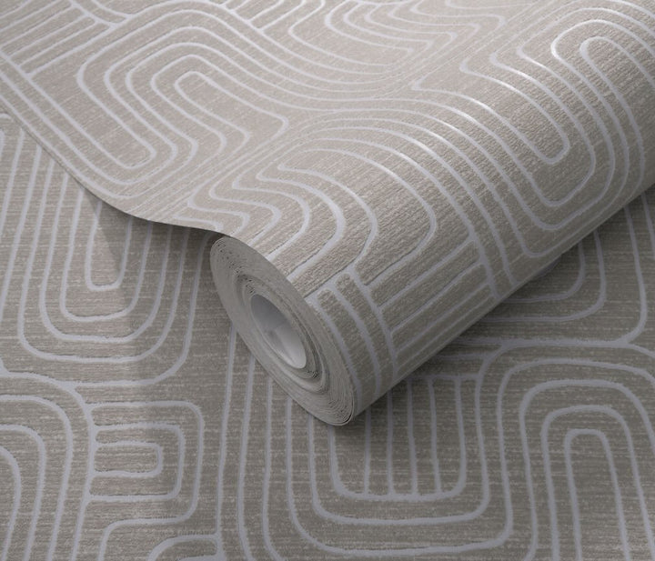Erismann Rondo Curved Lines Brown Wallpaper - 10461 - 11