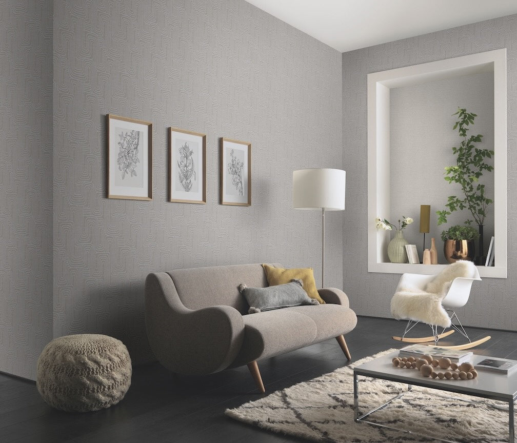 Erismann Rondo Curved Lines Brown Wallpaper - 10461 - 11