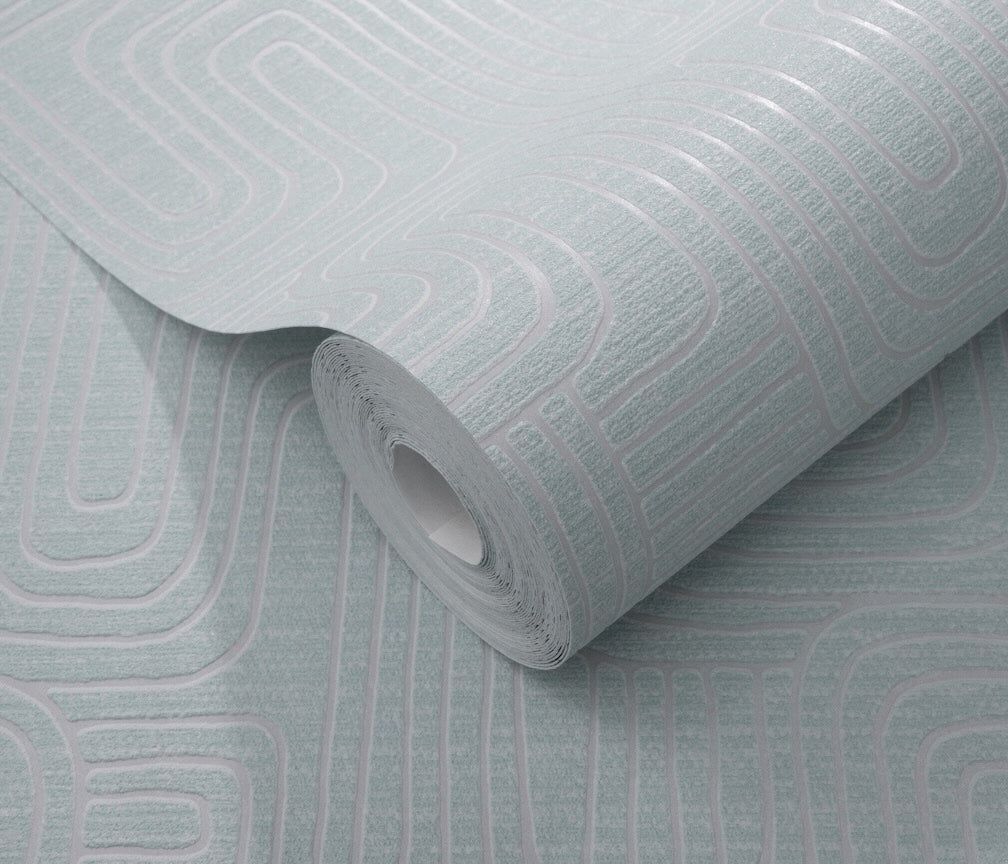 Erismann Rondo Curved Lines Duck Egg Wallpaper - 10461 - 35