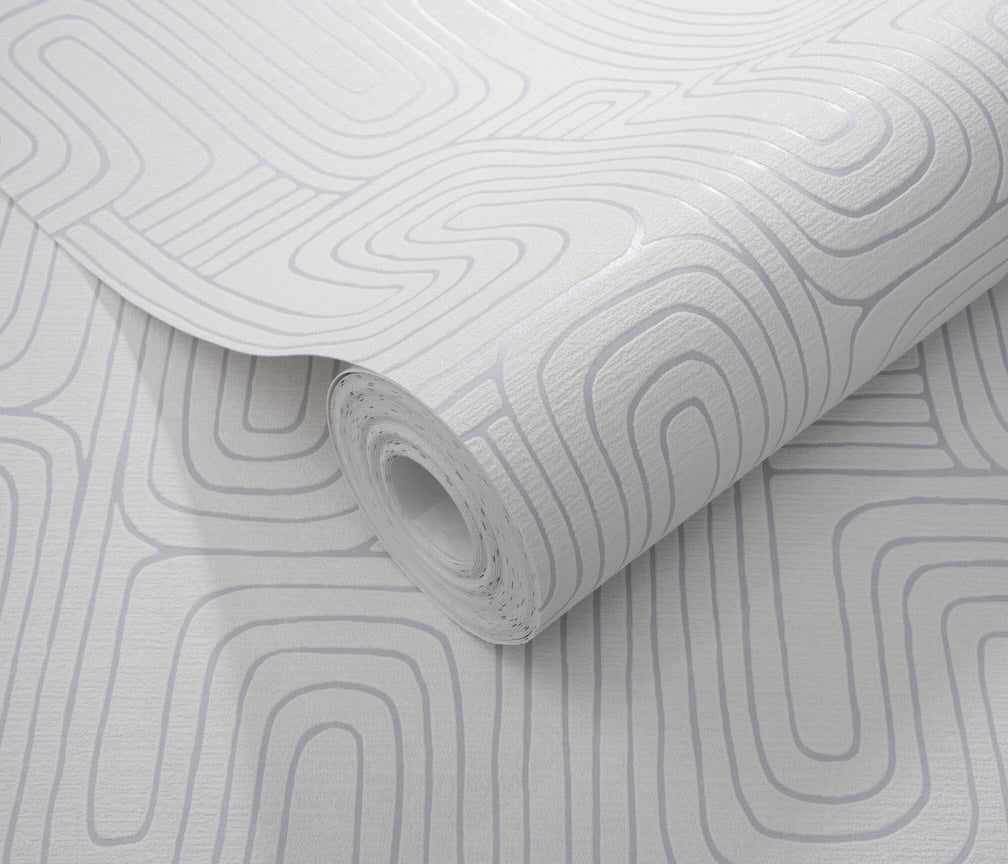 Erismann Rondo Curved Lines Soft Grey Wallpaper - 10461 - 31