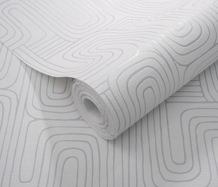 Erismann Rondo Curved Lines Soft Grey Wallpaper - 10461 - 31