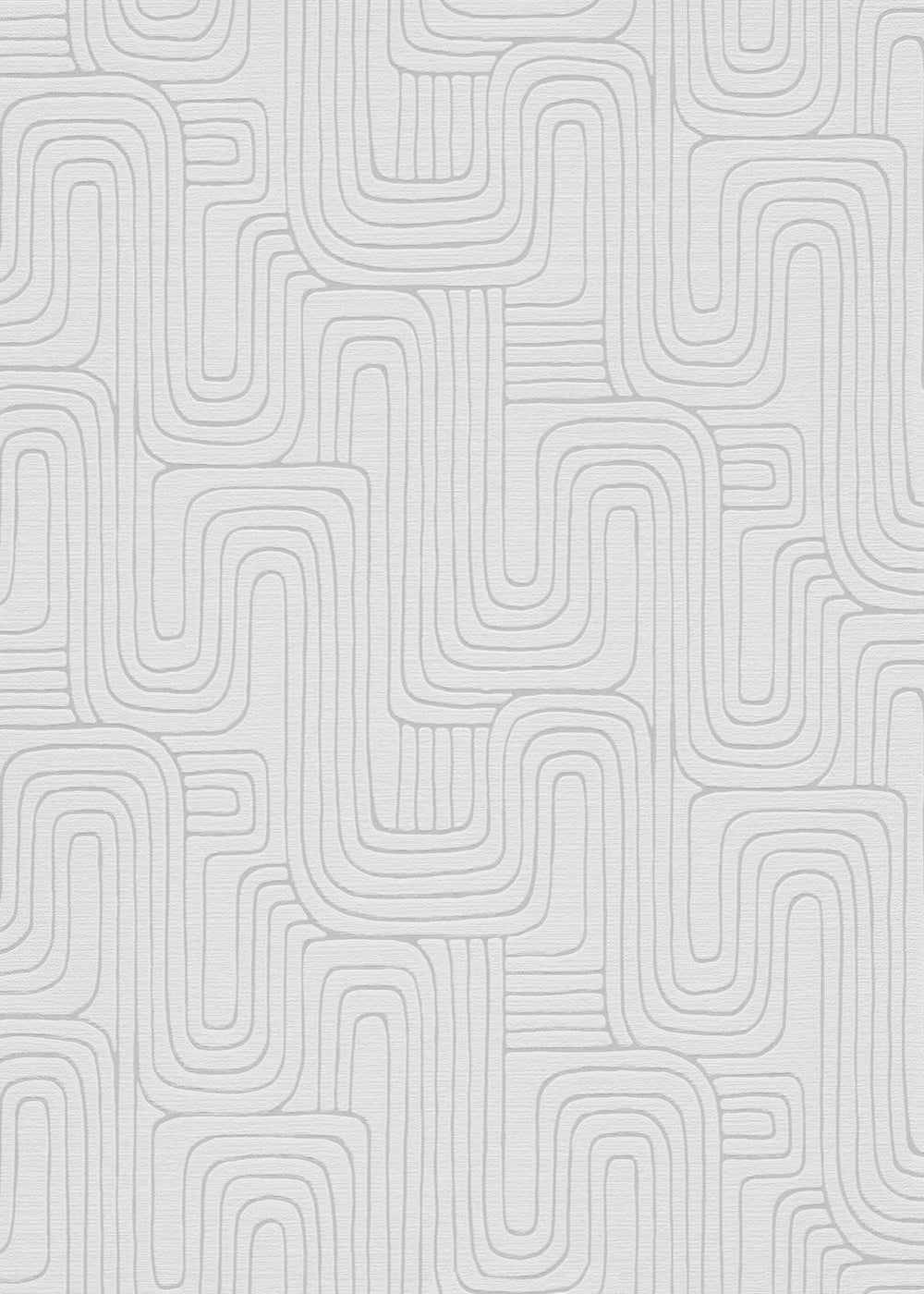 Erismann Rondo Curved Lines Soft Grey Wallpaper - 10461 - 31
