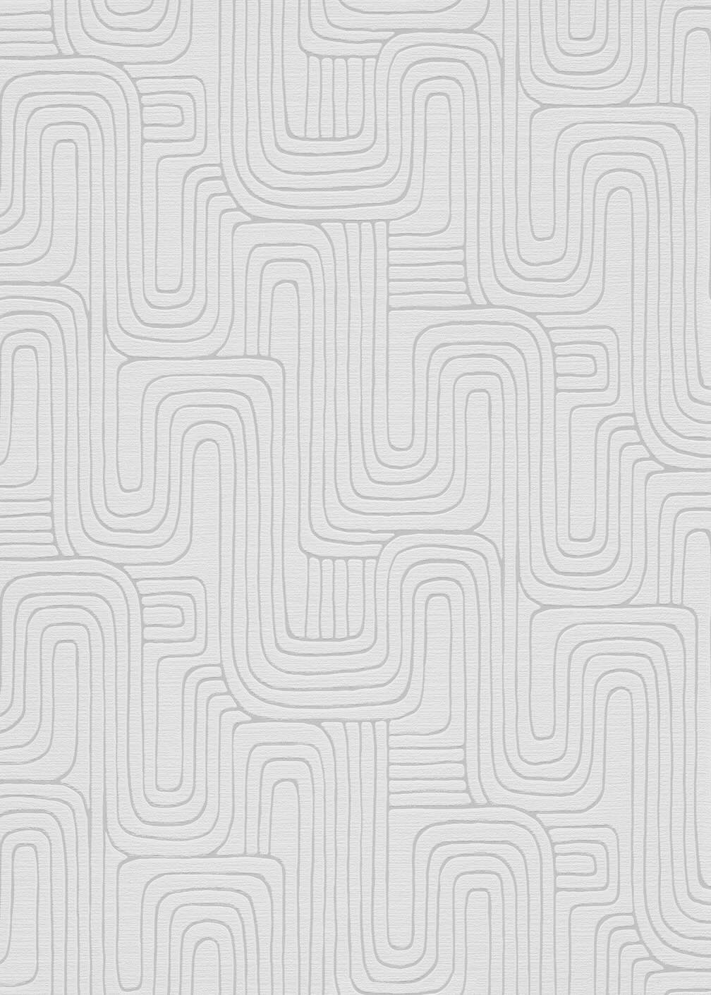 Erismann Rondo Curved Lines Soft Grey Wallpaper - 10461 - 31