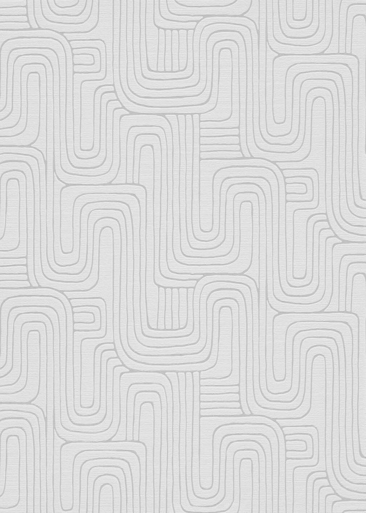 Erismann Rondo Curved Lines Soft Grey Wallpaper - 10461 - 31