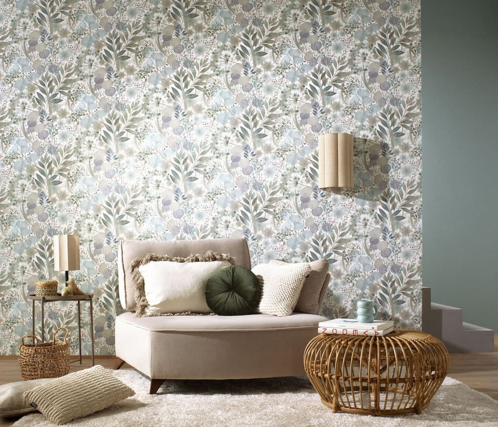Erismann Secret Grove Floral Blue/Silver Wallpaper - 10506 - 24