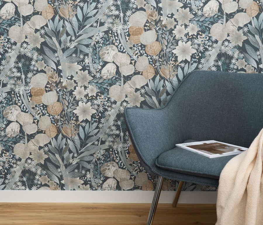 Erismann Secret Grove Floral Navy Wallpaper - 10506 - 44