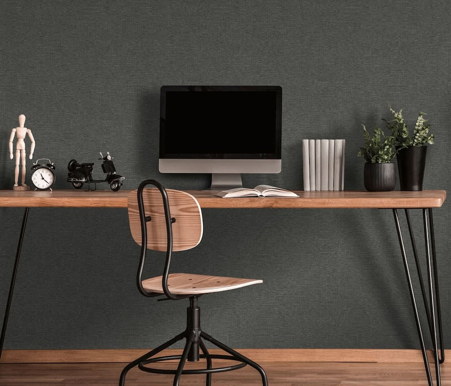 Erismann Serenity Linen Texture Black Wallpaper - 10510 - 47