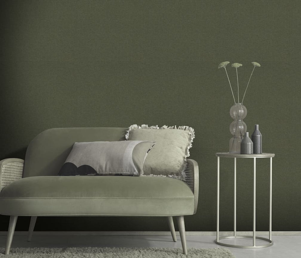 Erismann Serenity Linen Texture Deep Forest Green Wallpaper - 10510 - 36