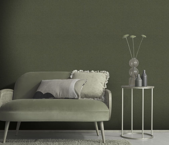 Erismann Serenity Linen Texture Deep Forest Green Wallpaper - 10510 - 36