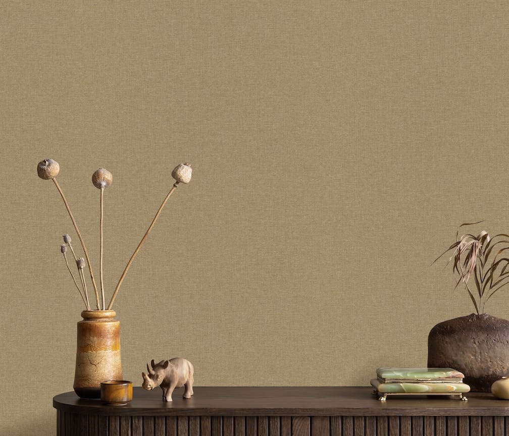 Erismann Serenity Linen Texture Old Gold Wallpaper - 10510 - 11