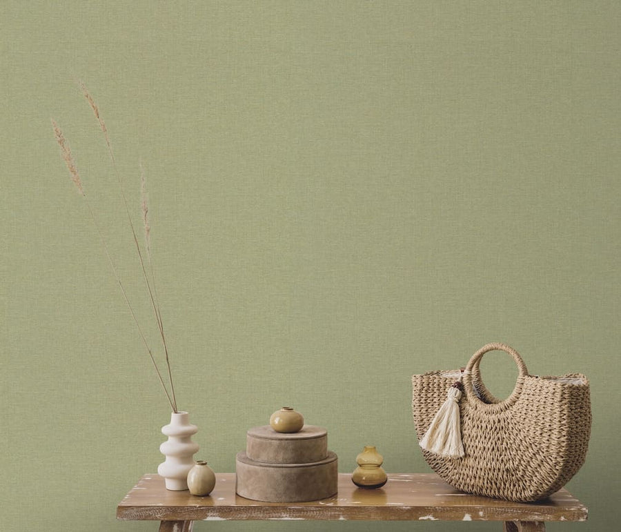 Erismann Serenity Linen Texture Olive Green Wallpaper - 10510 - 07