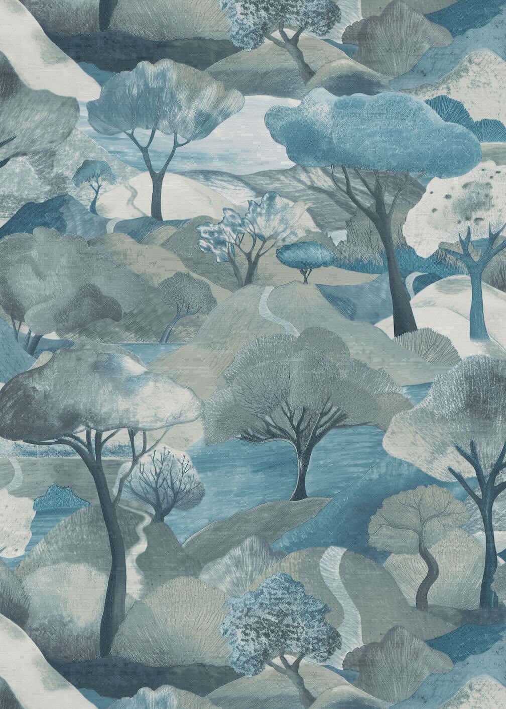 Erismann Tree Landscape Blue Vinyl Wallpaper - 10433 - 07