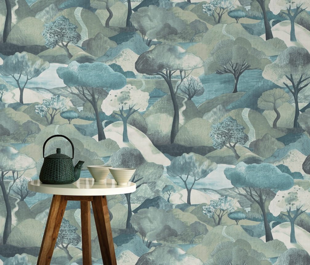 Erismann Tree Landscape Blue Vinyl Wallpaper - 10433 - 07