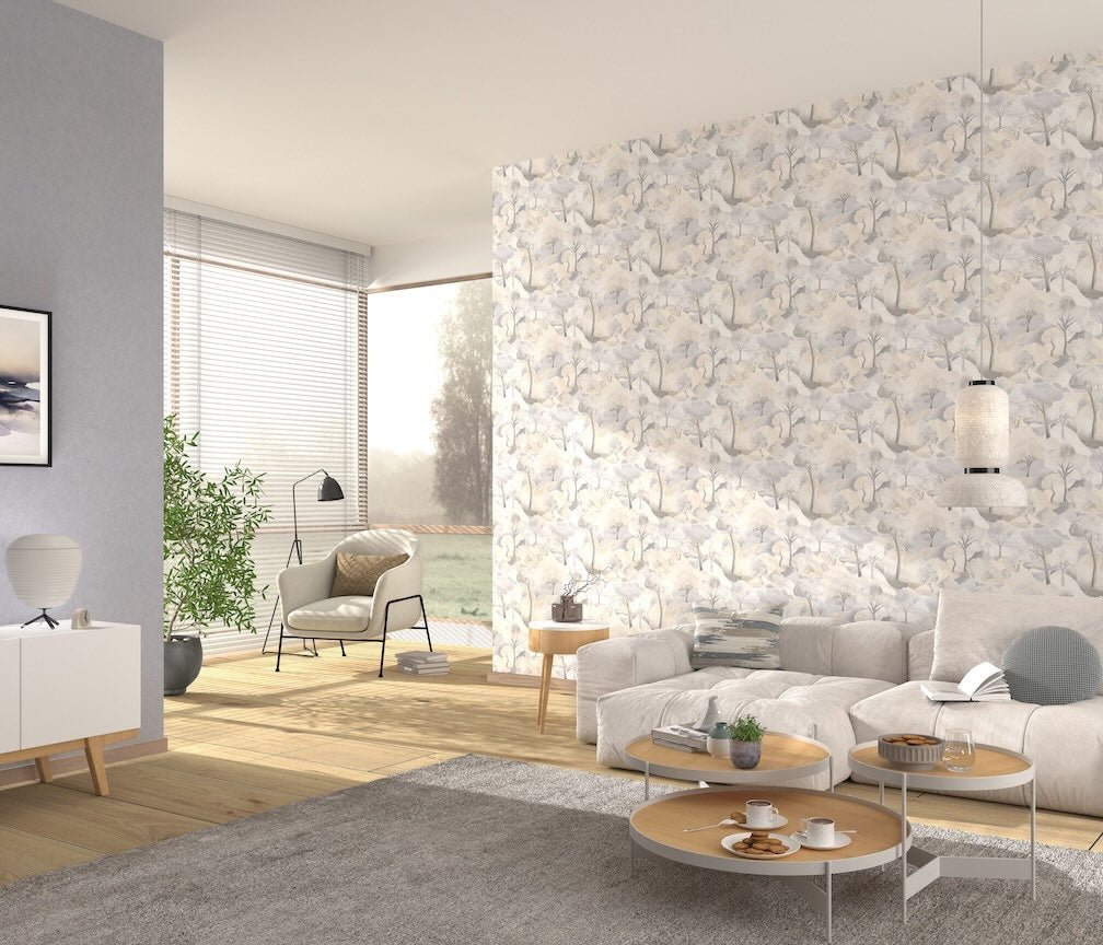 Erismann Tree Landscape Cream Vinyl Wallpaper - 10433 - 02