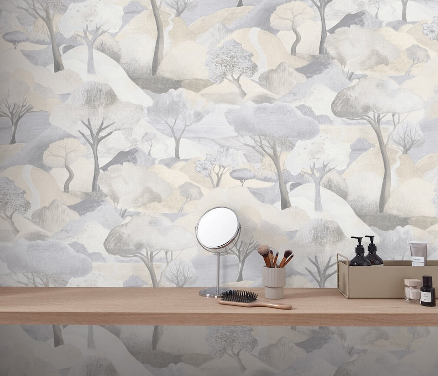 Erismann Tree Landscape Cream Vinyl Wallpaper - 10433 - 02