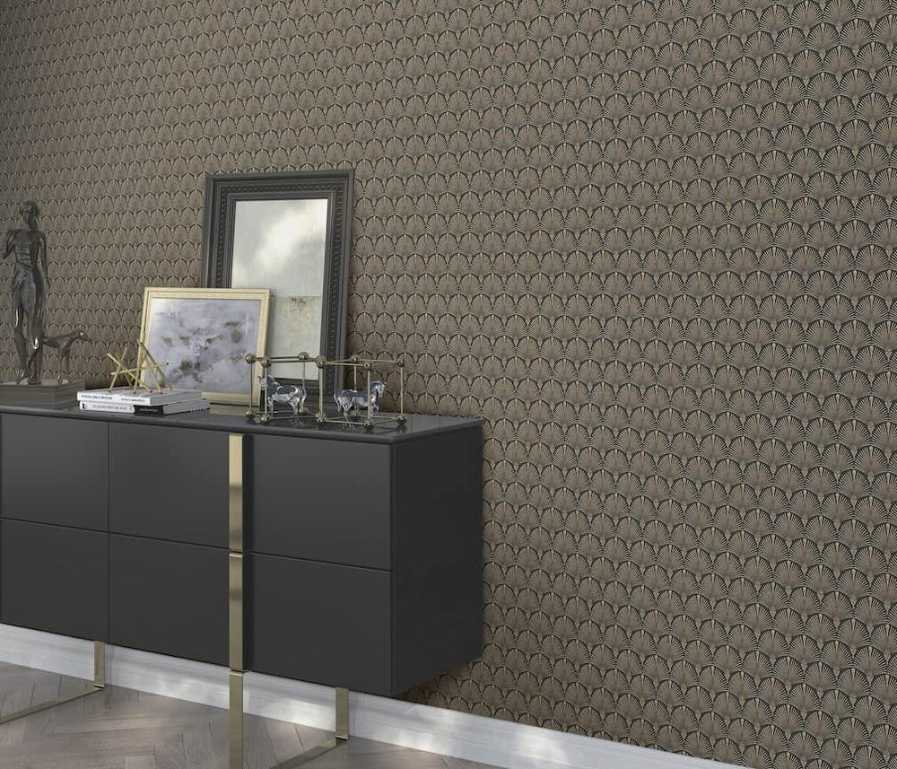 Erismann Versailles Arch Fan Art Deco Black/Gold Wallpaper - 10346 - 15