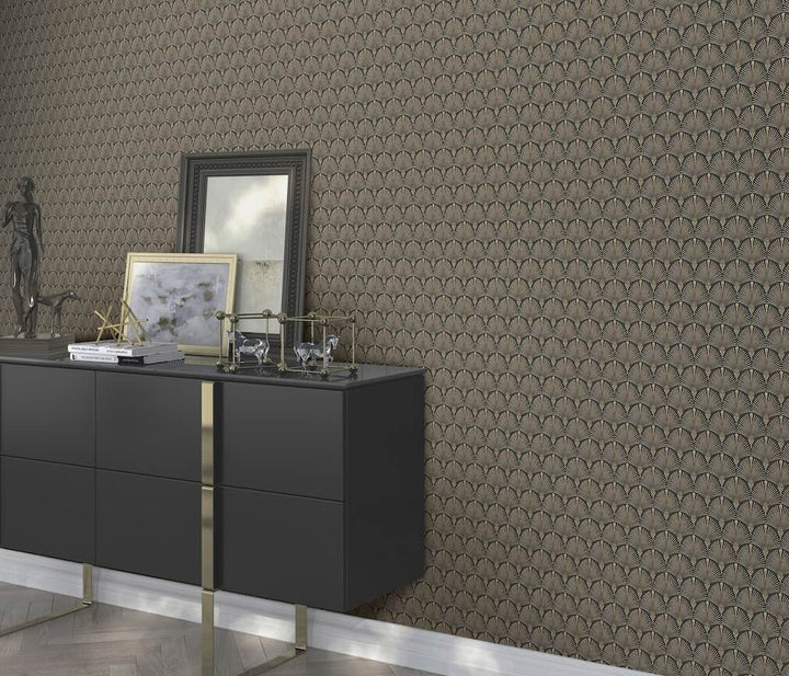Erismann Versailles Arch Fan Art Deco Black/Gold Wallpaper - 10346 - 15