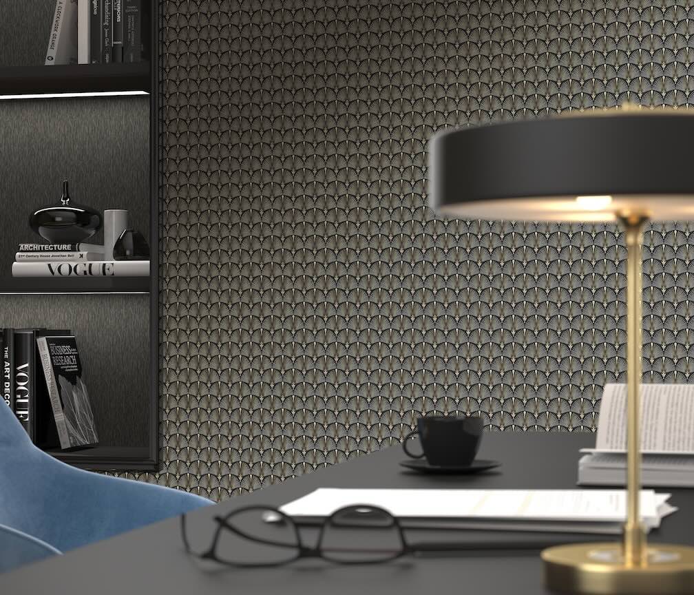 Erismann Versailles Arch Fan Art Deco Black/Gold Wallpaper - 10346 - 15