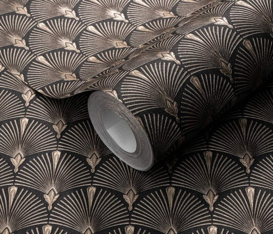 Erismann Versailles Arch Fan Art Deco Black/Gold Wallpaper - 10346 - 15
