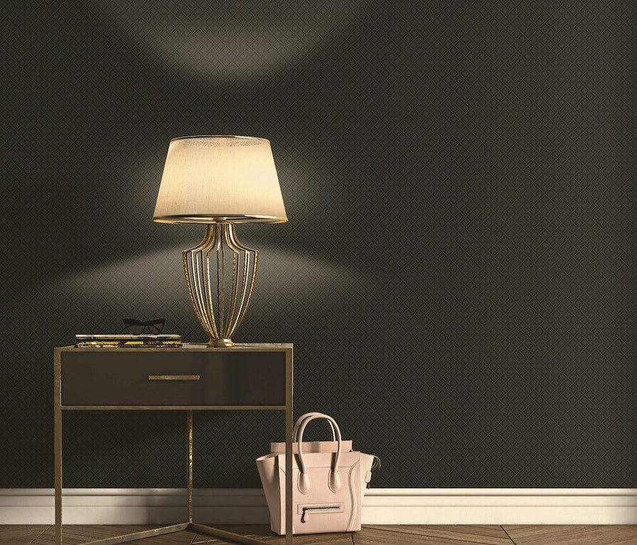 Erismann Versailles Quilted Faux Black Leather Wallpaper - 10289-15