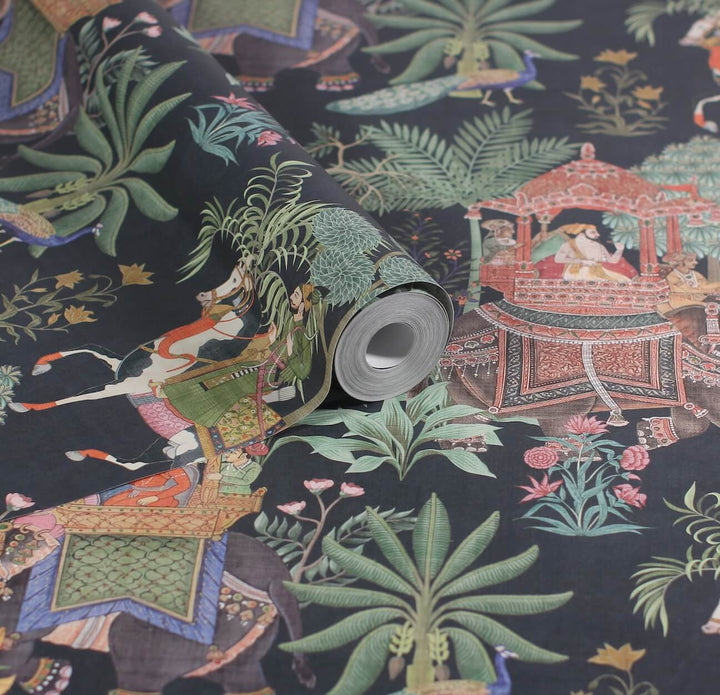 Esselle Emperor's Garden Black Multicoloured Wallpaper - 100011EH