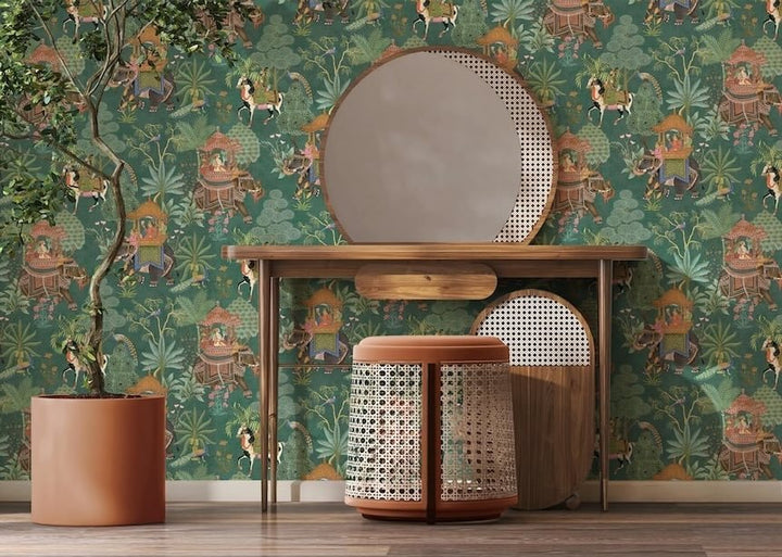  - Esselle Emperor's Garden Emerald Multicoloured Wallpaper - 100012EH - Decor Warehouse