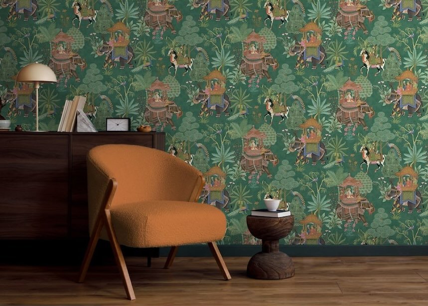  - Esselle Emperor's Garden Emerald Multicoloured Wallpaper - 100012EH - Decor Warehouse