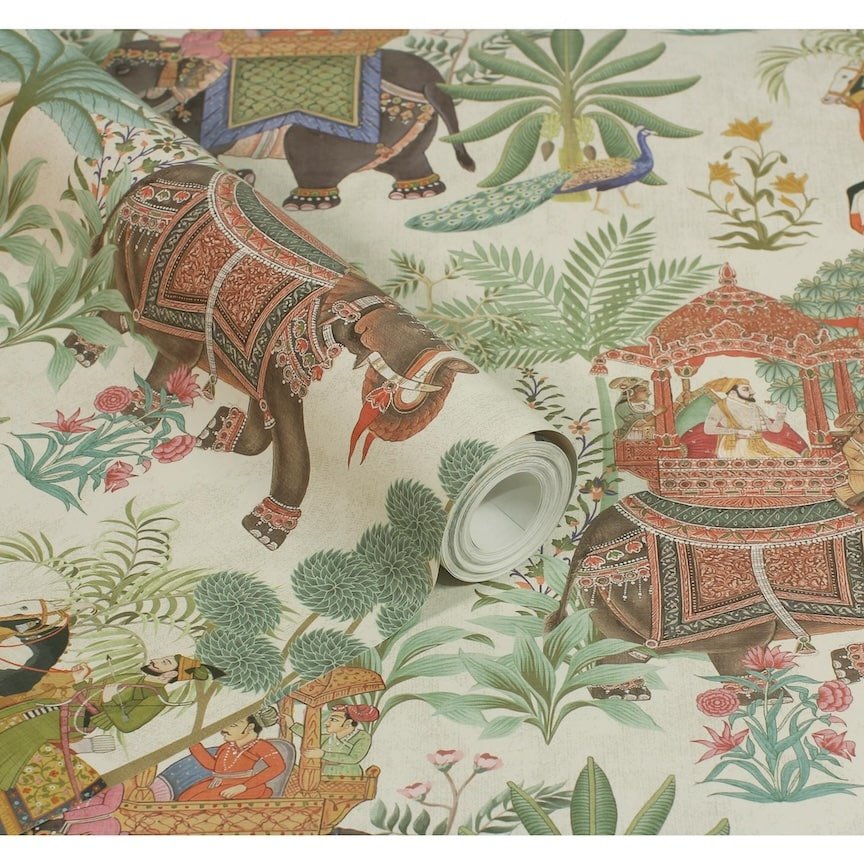  - Esselle Emperor's Garden Stone Multicoloured Wallpaper - 100013EH - Decor Warehouse