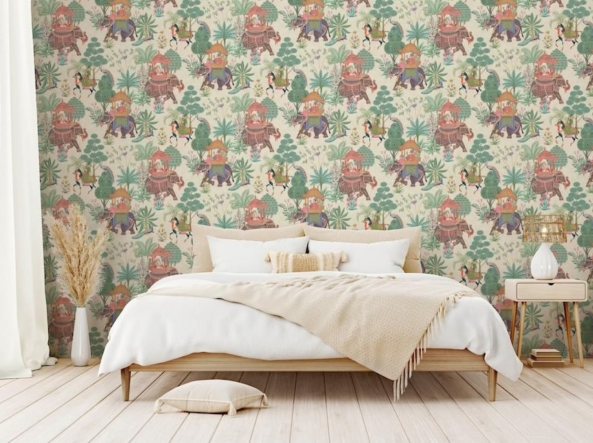 Esselle Wallpaper elephant and jungle wallpaper style