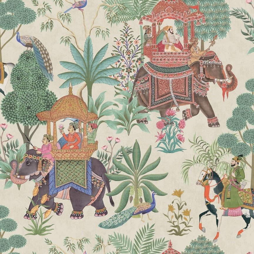  - Esselle Emperor's Garden Stone Multicoloured Wallpaper - 100013EH - Decor Warehouse