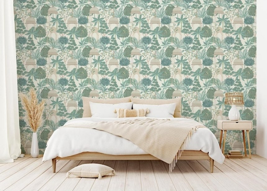 Esselle green jungle wallpaper bedroom