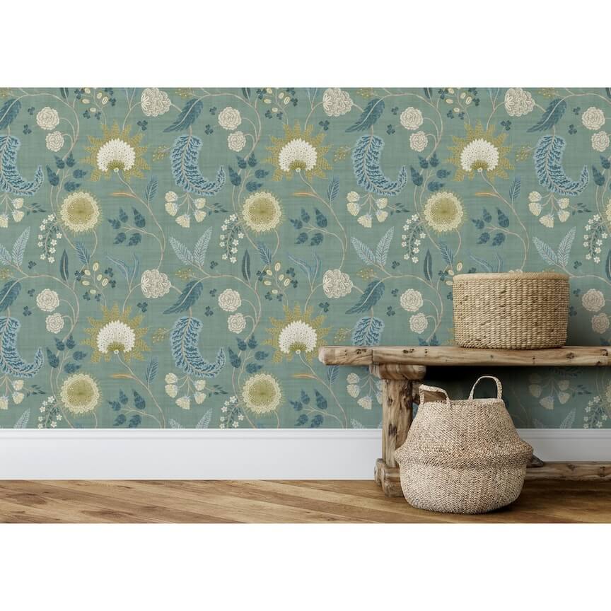 - Esselle Fable Trail Seafoam Wallpaper - 100018EH - Decor Warehouse