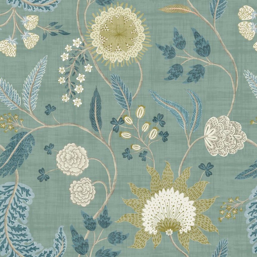 - Esselle Fable Trail Seafoam Wallpaper - 100018EH - Decor Warehouse