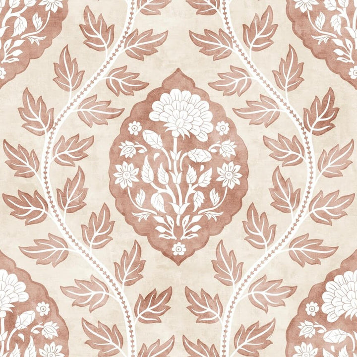  - Esselle Floral Cartouche Warm Spice Wallpaper - 100021EH - Decor Warehouse