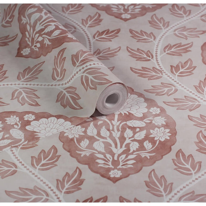  - Esselle Floral Cartouche Warm Spice Wallpaper - 100021EH - Decor Warehouse