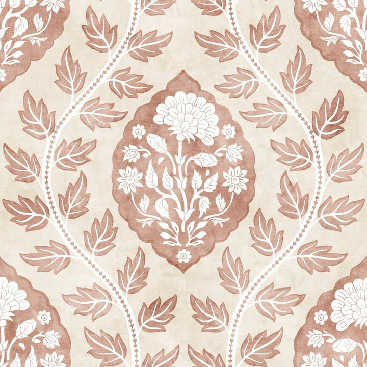  - Esselle Floral Cartouche Warm Spice Wallpaper - 100021EH - Decor Warehouse