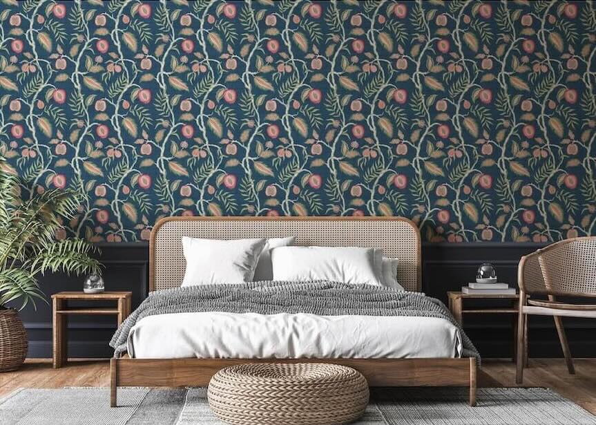  - Esselle Fruits of Paradise Navy Wallpaper - 100022EH - Decor Warehouse