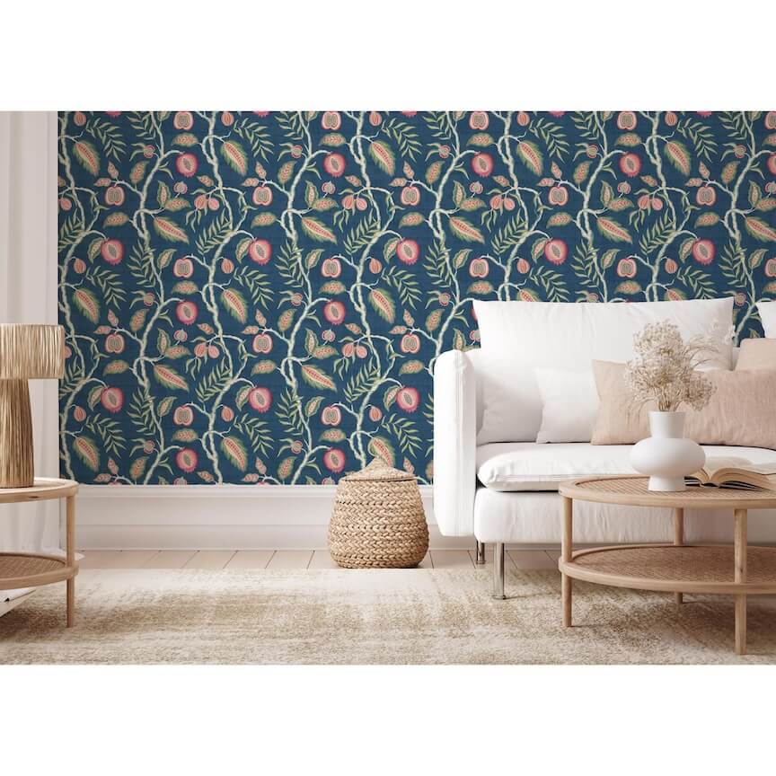  - Esselle Fruits of Paradise Navy Wallpaper - 100022EH - Decor Warehouse