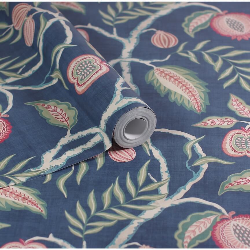  - Esselle Fruits of Paradise Navy Wallpaper - 100022EH - Decor Warehouse