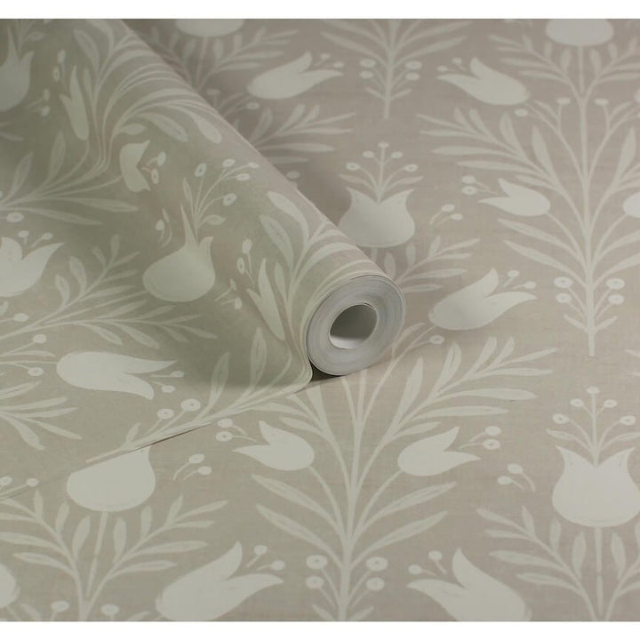 - Esselle Heritage Tulip Taupe Wallpaper - 100027EH - Decor Warehouse