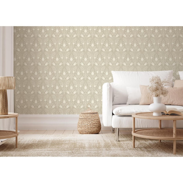- Esselle Heritage Tulip Taupe Wallpaper - 100027EH - Decor Warehouse