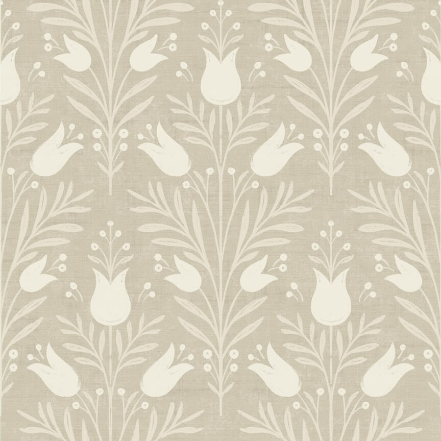  - Esselle Heritage Tulip Taupe Wallpaper - 100027EH - Decor Warehouse