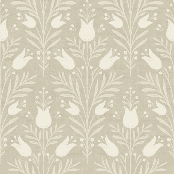 - Esselle Heritage Tulip Taupe Wallpaper - 100027EH - Decor Warehouse