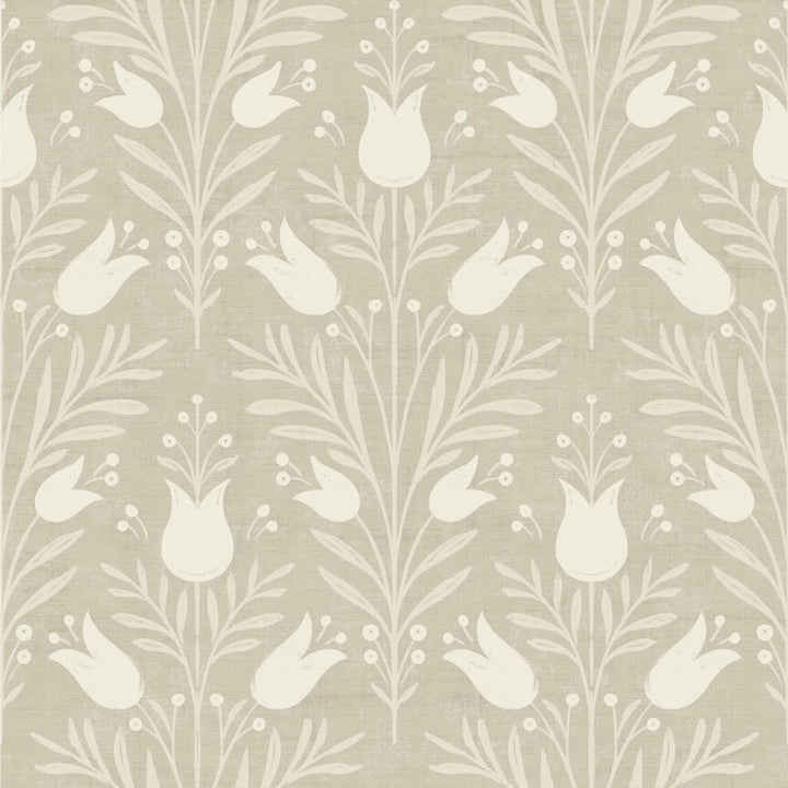 - Esselle Heritage Tulip Taupe Wallpaper - 100027EH - Decor Warehouse